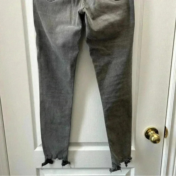 Topshop Jamie High  Rise Skinny Jeans Jagged Hem Cropped Ankle Grey Size 26 - Picture 9 of 15